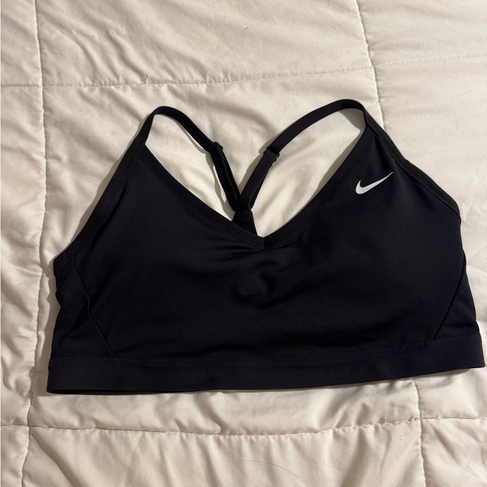 Nike Women's Black Sports Bra with White Logo